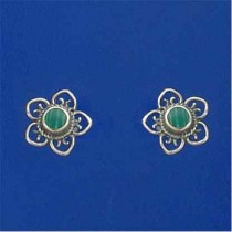 SPC FILIGREE MALACITE FLOWER STUD