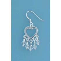 SPC HEART/WHITE CRYSTAL DROP EARRINGS  =