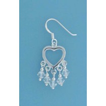 SPC HEART/WHITE CRYSTAL DROP EARRINGS  =