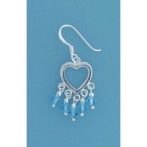 SPC HEART/BLUE CRYSTAL DROP EARRINGS   =