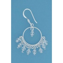 SPC HOOP/WHITE CRYSTAL DROP EARRINGS   =