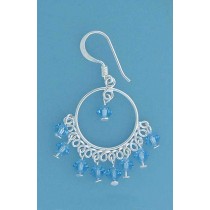 SPC HOOP/BLUE CRYSTAL DROP EARRINGS