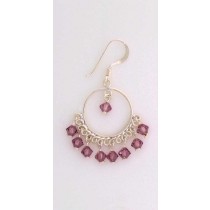 SPC HOOP/PURPLE CRYSTAL DROP EARRINGS