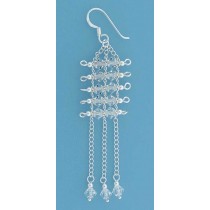 SPC WHITE CRYSTAL/CHAIN DROP EARRINGS