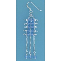 SPC BLUE CRYSTAL/CHAIN DROP EARRINGS