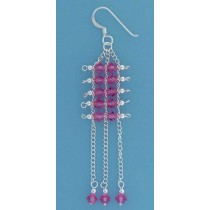 SPC PINK CRYSTAL/CHAIN DROP EARRINGS