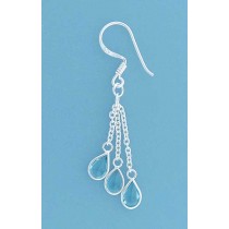 SPC 3 TEARDROP BLUE STONE CHAIN EARRINGS