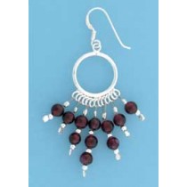 SPC CIRCLE DROP EARRINGS/GARNET BEADS