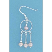 SPC 12mm CIRCLE/PINK PEARL DROP EARRINGS