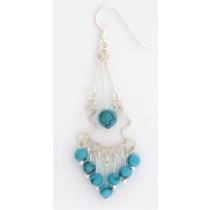 SPC WIREWORK/TURQ BEADS DROP EARRINGS