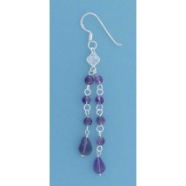 SPC SQ.CZ/2 ROW AMETHYST DROP EARRINGS