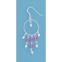 SPC CIRCLE DROP EARRING/PINK CRYST.BEADS
