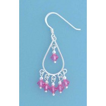 SPC TEARDROP DROP EARRING/PINK CRYSTALS