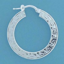 SPC 28mm GREEK KEY PATTERN CREOLE HOOPS=