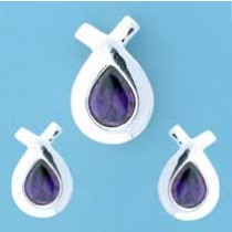 SPC PURPLE TEARDROP XOVER STUD/PEND.SET=