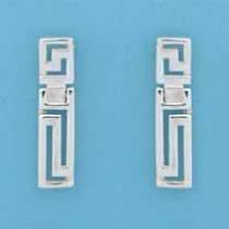 SPC HINGED GREEK KEY BAR STUD EARRINGS =