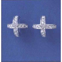 SPC GLITTER CROSS CAGE STUDS