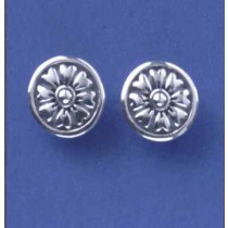 SPC 12mm ROUND OXIDISED FLOWER PATT.STUD