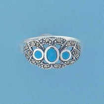SPC 3 OVAL TURQUOISE/MARCASITE RING