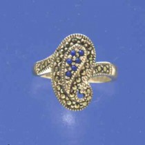 SPC MARCASITE/BLUE STONE FANCY RING