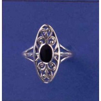 SPC SMALL ONYX OVAL FILIGREE RING