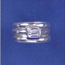 SPC 7x5 RECT CZ RING / 2 PLAIN BANDS