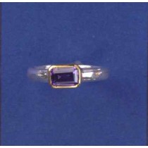 SPC 7x5 RECT.PURPLE CZ PLATED BEZEL RING