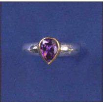 SPC TEARDROP PURPLE CZ/PLATED BEZEL RIN-