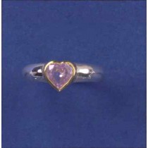 SPC 7mm PINK HEART CZ PLATED BEZEL RING