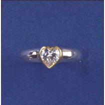 SPC 7mm HEART CZ PLATED BEZEL RING     =