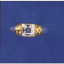 SPC 6mm SQ.CZ PLATED TOP FANCY RING