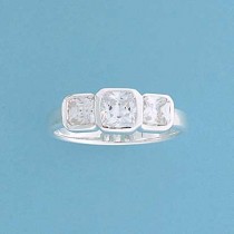 SPC CUSHION CZ 3 STONE TIERED RING