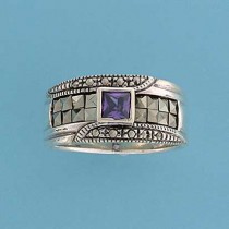 SPC SQ.PURPLE CZ/MARCASITE BAND