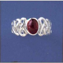 SPC 7x5 GARNET PLAIT SHANK CELTIC RING