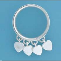 SPC 4mm COURT BAND WITH HANGING HEARTS =
