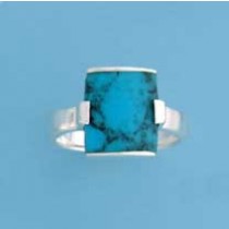 SPC 13x10mm RECT.TURQUOISE RING