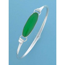 SPC 28x9mm OVAL GREEN AGATE CLIP BANGLE=