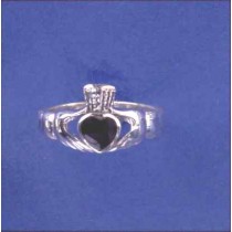 SPC ONYX/TURQ/PAUA CLADDAGH RING