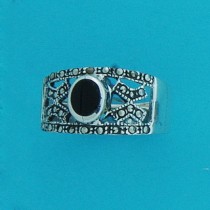 SPC ONYX/MARCASITE RING                -
