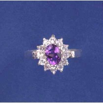 SPC AMETHYST/CZ OVAL CLUSTER RING