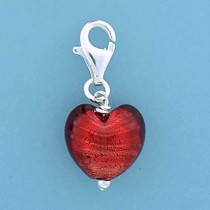 SPC 13mm RED MURANO HEART CLIPON PEND. =