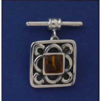 SPC 6mm SQ.AMBER SET IN CELTIC CUFFLINK=