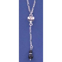 SPC Y CHAIN WITH ONYX BEADS+HEART DROP