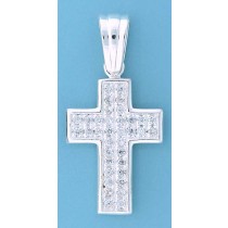 SPC 42x30mm PAVE SET CZ CROSS-BLING    =