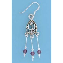 SPC PURPLE CRYSTAL DROP EARRINGS