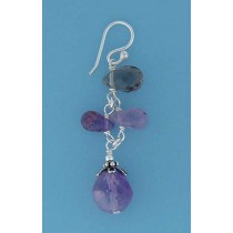 SPC SMOKEY TOPAZ/AMETHYST DROP EARRINGS=