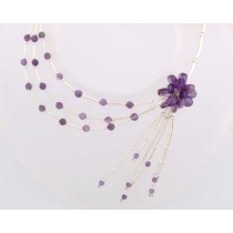 SPC TUBE NECKLACE/AMETHYST FLOWER