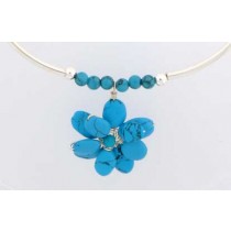 SP TURQ BEAD TUBE NECKLACE/TQ.FLOWER