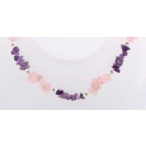 SPC AMETHYST/ROSE QUARTZ CHIPS CHAIN