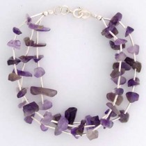 SPC 3 ROW AMETHYST CHIPS BRACELET